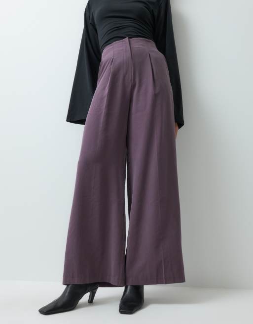 Miss Selfridge tailored fluid palazzo trouser in grape, 2 of 5