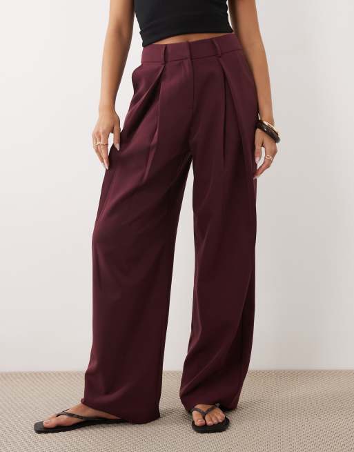 Miss Selfridge tailored front pleat wide leg pants in fig, 2 of 5