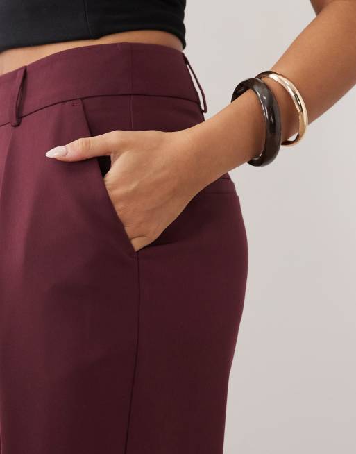 Miss Selfridge tailored front pleat wide leg pants in fig, 3 of 5