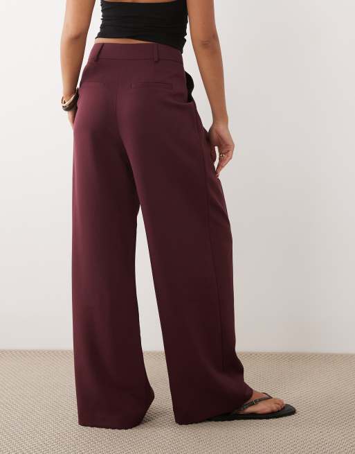 Miss Selfridge tailored front pleat wide leg trouser in fig, 4 of 5