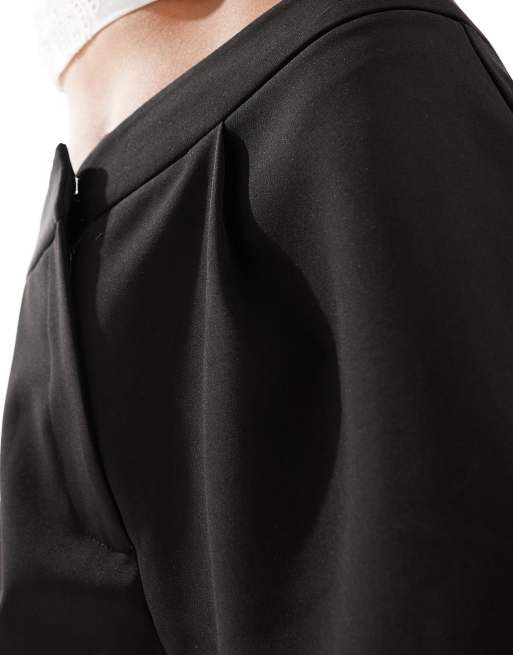 Miss Selfridge tailored high waist sleeper shorts in black, 3 of 5