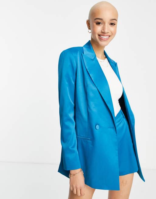 Miss Selfridge tailored longline blazer in teal | ASOS