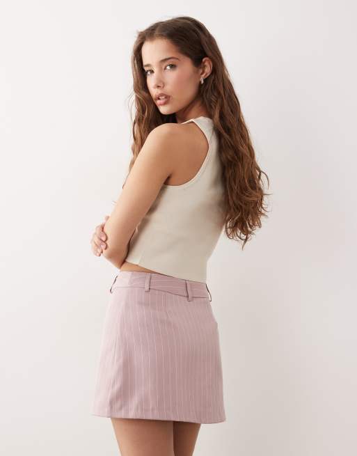 Miss Selfridge tailored micro mini skort in rose pinstripe - part of a set, 5 of 5
