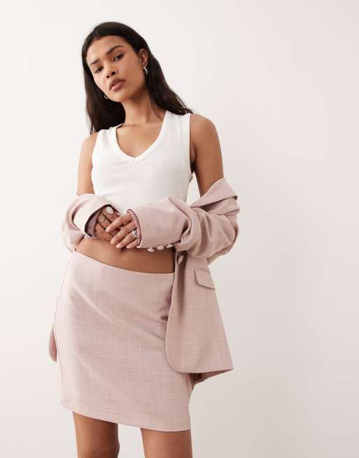 Miss Selfridge tailored mini skirt co-ord in pink, 2 of 5