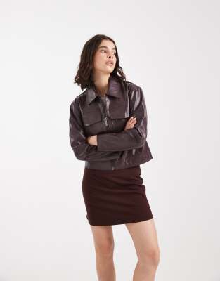 Miss Selfridge Tailored Mini Skirt In Brown
