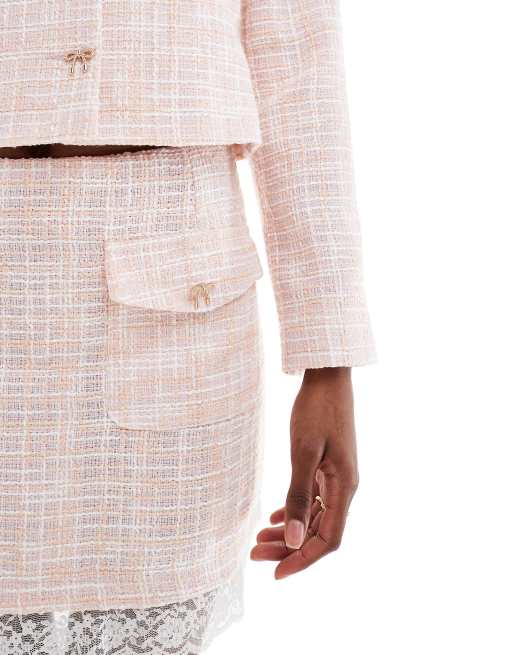 Miss Selfridge tailored mini skirt in light pink - part of a set, 3 of 5