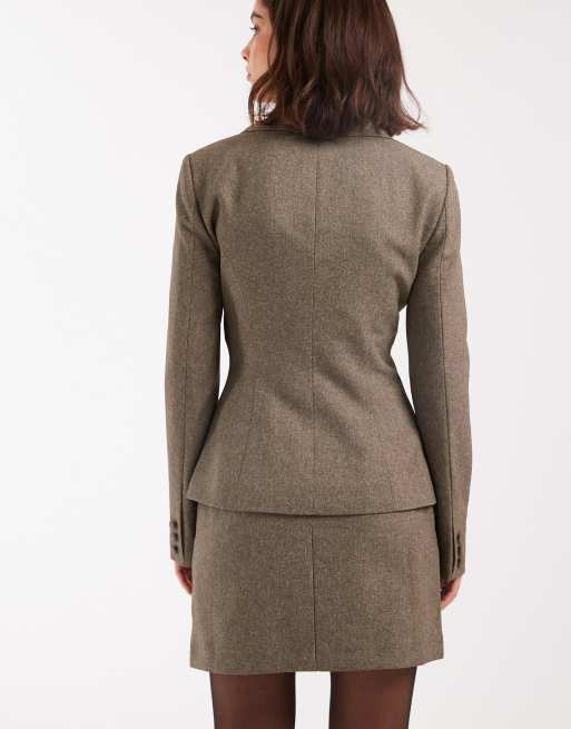 Miss Selfridge tailored mini skirt in oatmeal - part of a set, 2 of 5
