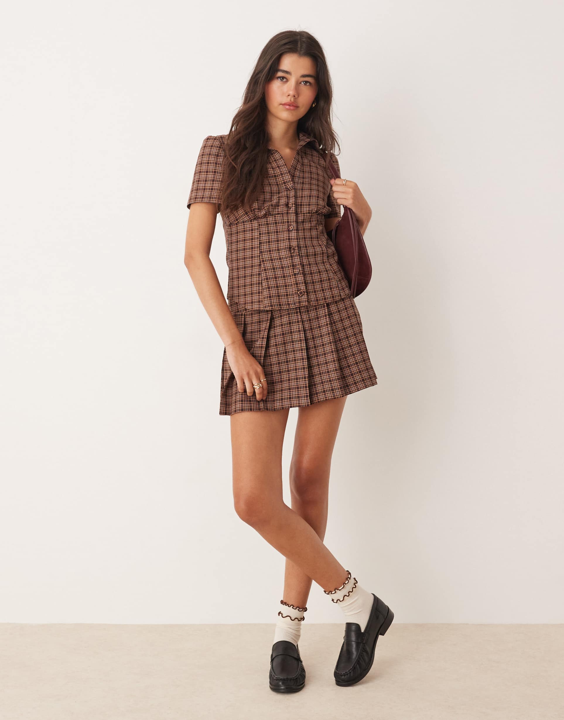 miss selfridge tailored mini skirt in plaid - part of a set