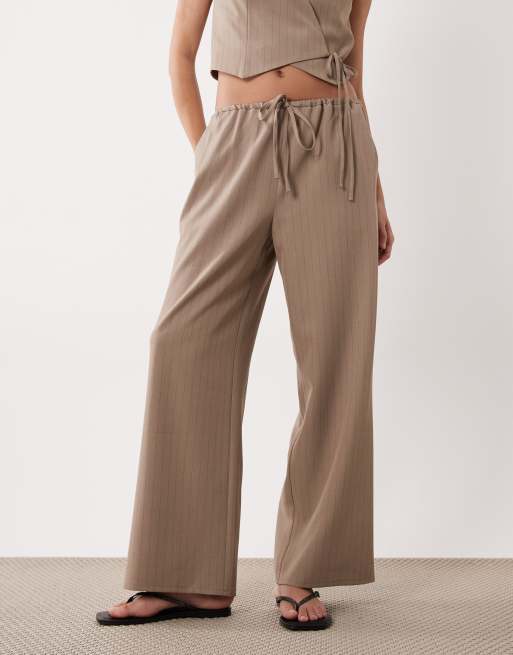 Miss Selfridge tailored pull on pants in neutral pinstripes - part of a set, 2 of 5