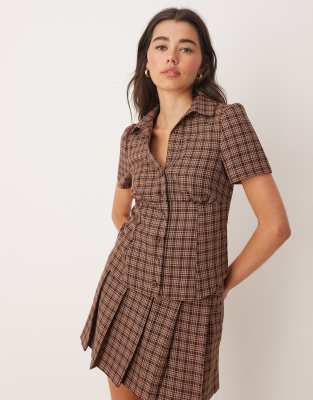 Miss Selfridge Miss Selfridge tailored shirt co-ord in check-Multi