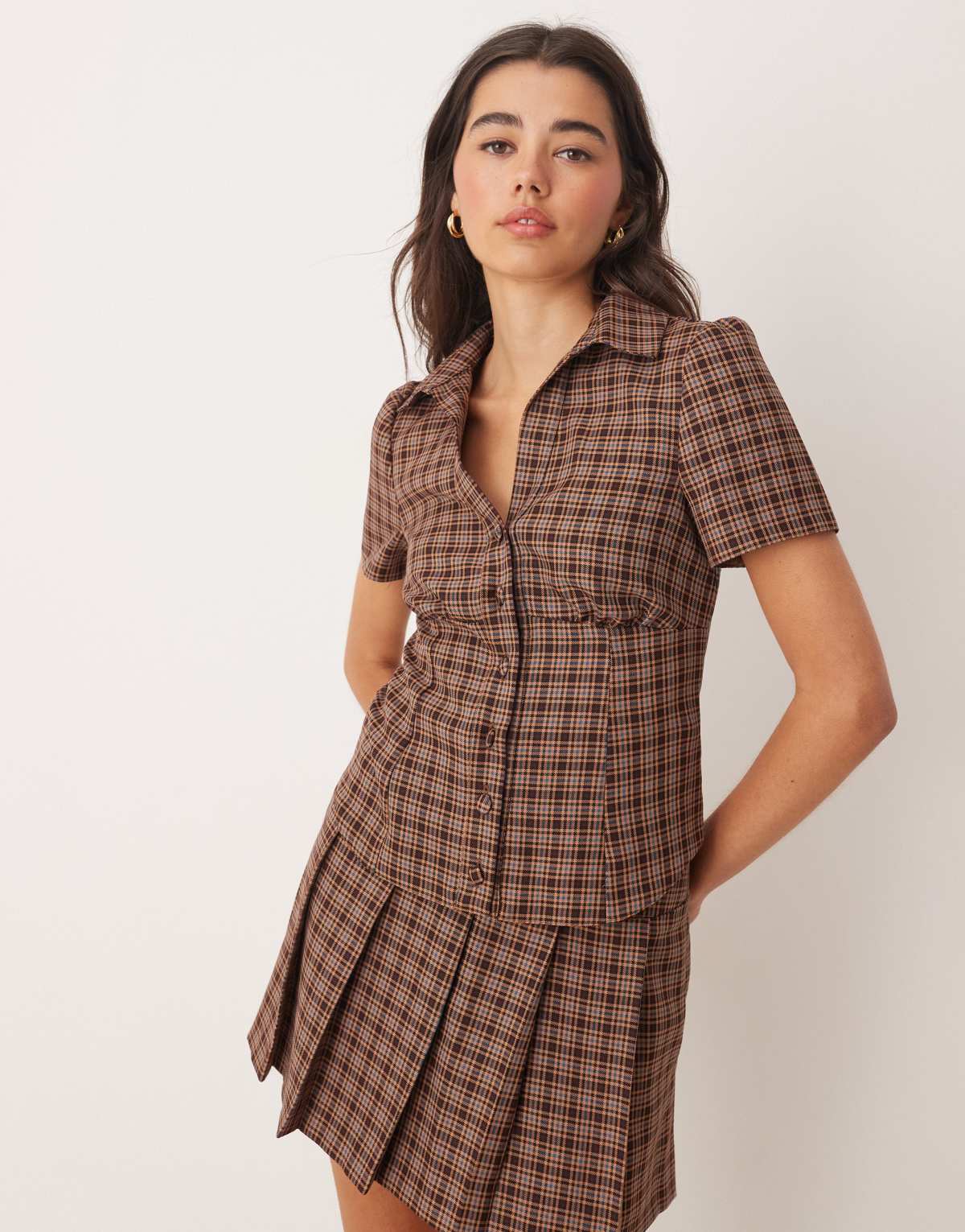 Miss Selfridge tailored shirt co-ord in check
