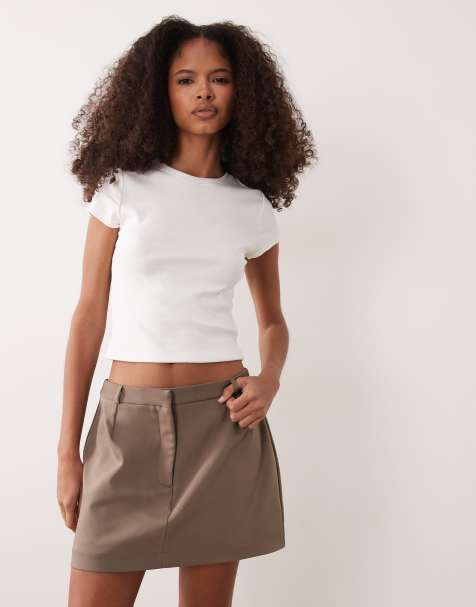 Miss Selfridge tailored skort in brown - view 1