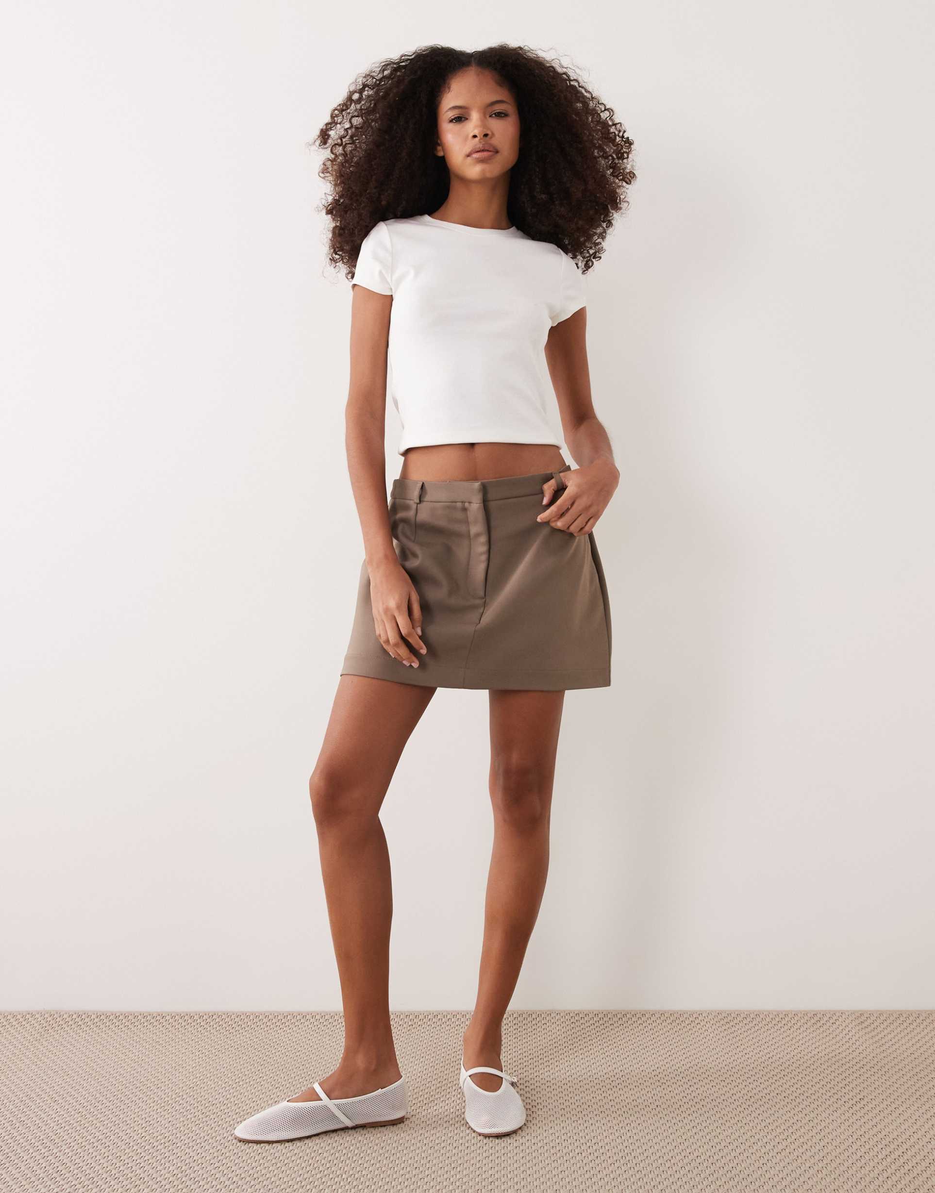 miss selfridge tailored skort in brown