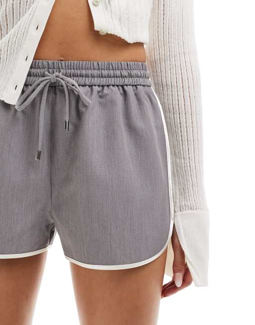 Miss Selfridge tailored sporty micro runner shorts in gray , 2 of 5