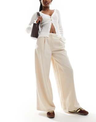 tailored super wide leg pants in neutral-White