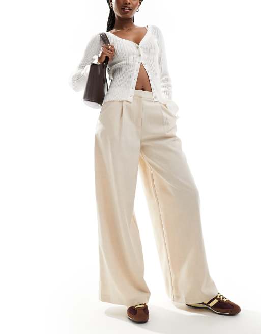 Miss Selfridge tailored super wide leg pants in neutral