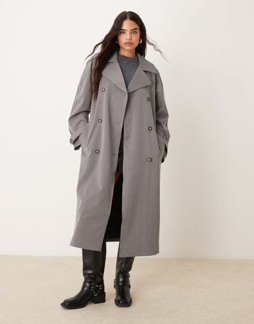 Miss Selfridge tailored trench coat in charcoal gray