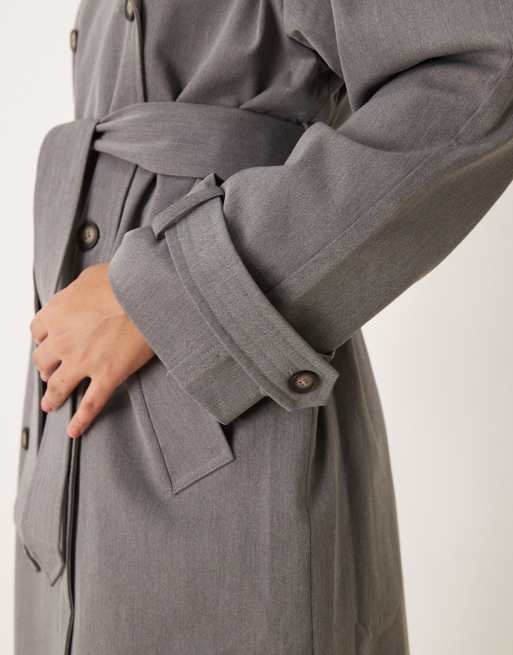 Miss Selfridge tailored trench coat in charcoal gray