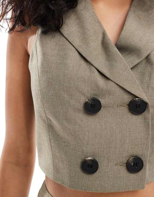 Miss Selfridge tailored vest top in khaki - part of a set, 3 of 4