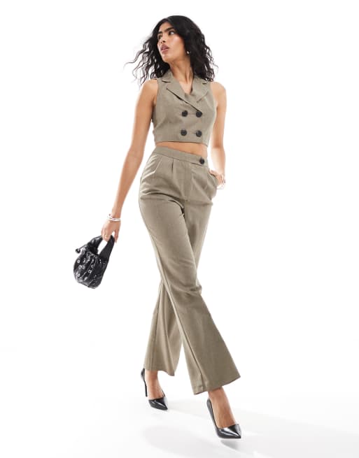 Miss Selfridge tailored vest top in khaki - part of a set, 4 of 4