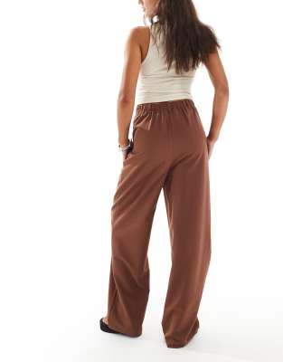 Miss Selfridge Tailored Wide Leg Pants In Brown