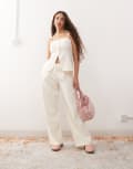 [Miss Selfridge] Miss Selfridge tailored wide leg pants in cream (part of a set)-White 12 Cream