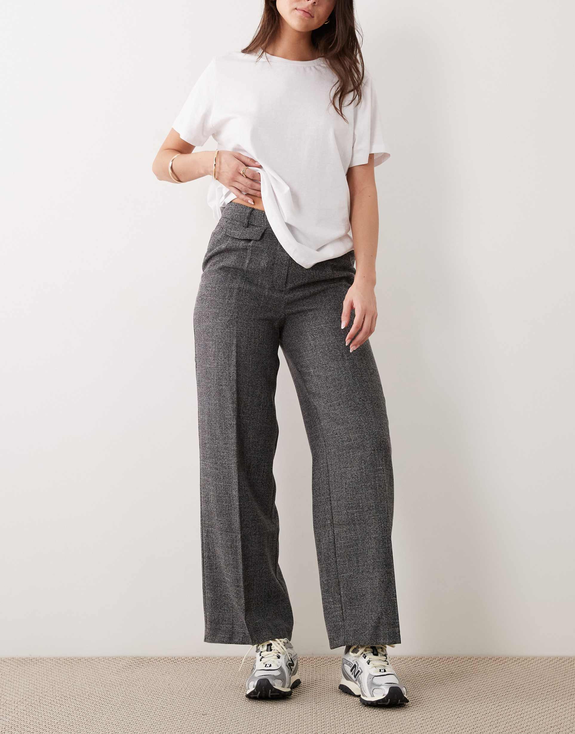 miss selfridge tailored wide leg pants in gray