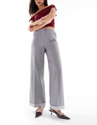 Miss Selfridge Tailored Wide Leg Pants In Gray