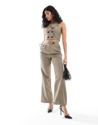 Miss Selfridge Tailored Wide Leg Pants In Green