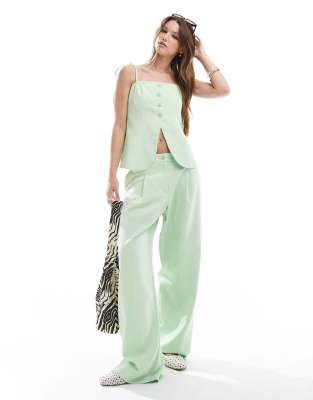 tailored wide leg pants in matcha green - part of a set