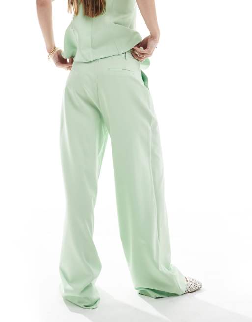Miss Selfridge tailored wide leg pants in matcha green - part of a set