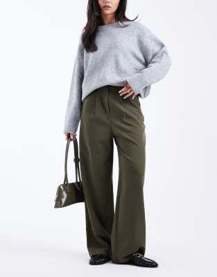 Miss Selfridge Tailored Wide Leg Pants In Green