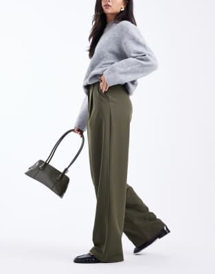 Miss Selfridge Tailored Wide Leg Pants In Green