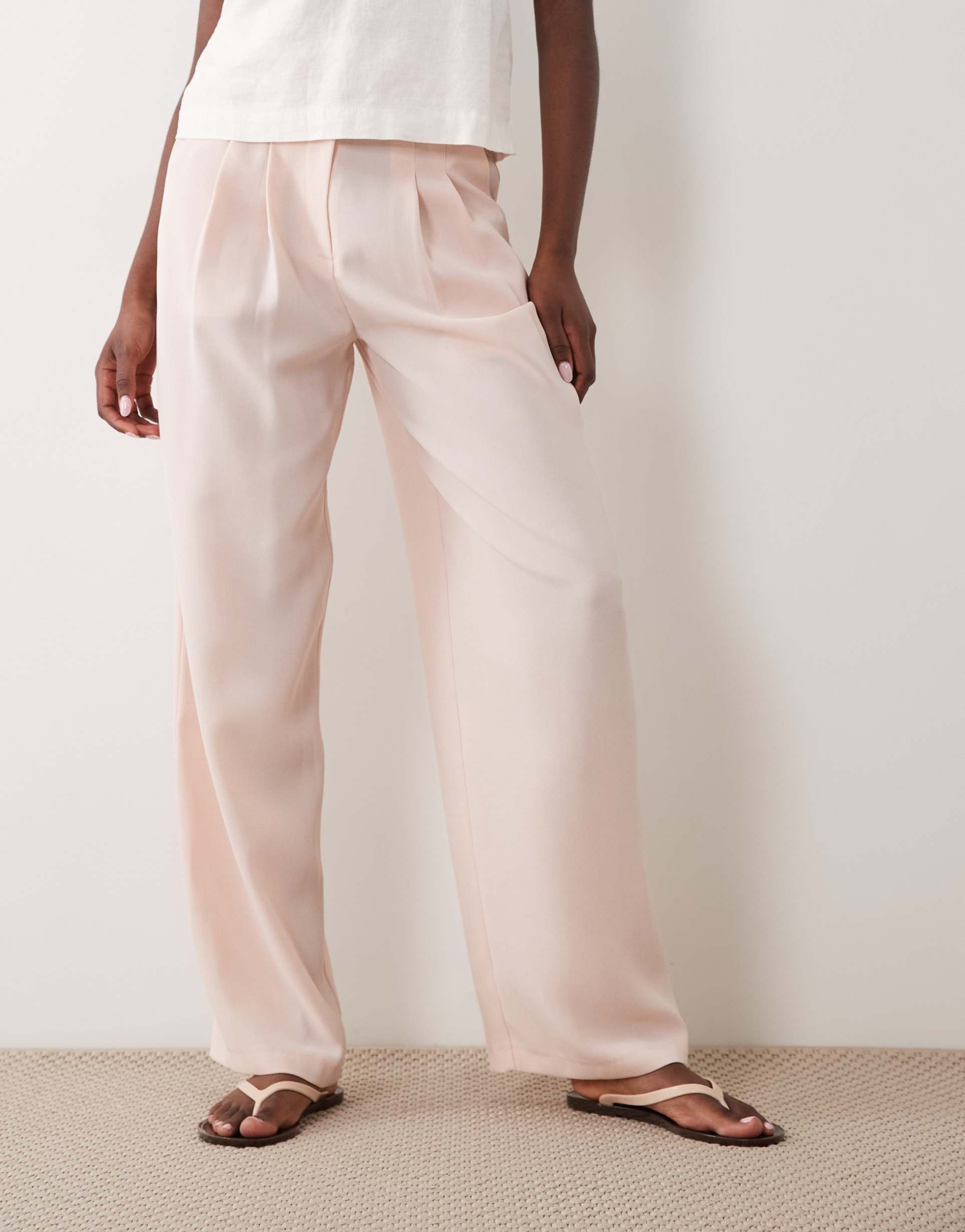 miss selfridge tailored wide leg pants in pale pink