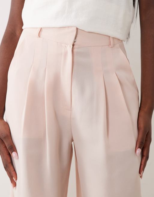 Miss Selfridge tailored wide leg pants in pale pink, 4 of 5