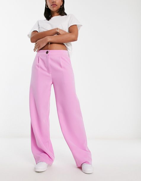 Topshop crushed velvet pants in pink