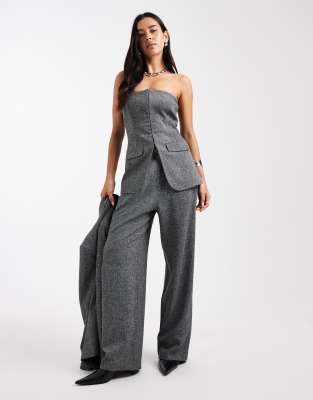 Miss Selfridge Tailored Wide Leg Pants In Gray