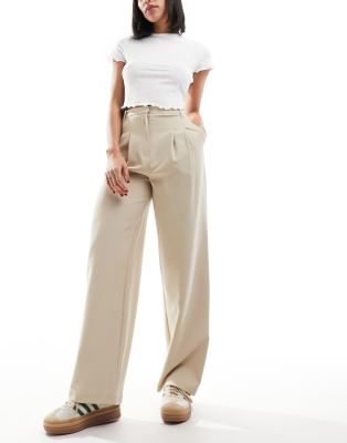 Miss Selfridge Tailored Wide Leg Pants In Stone-neutral