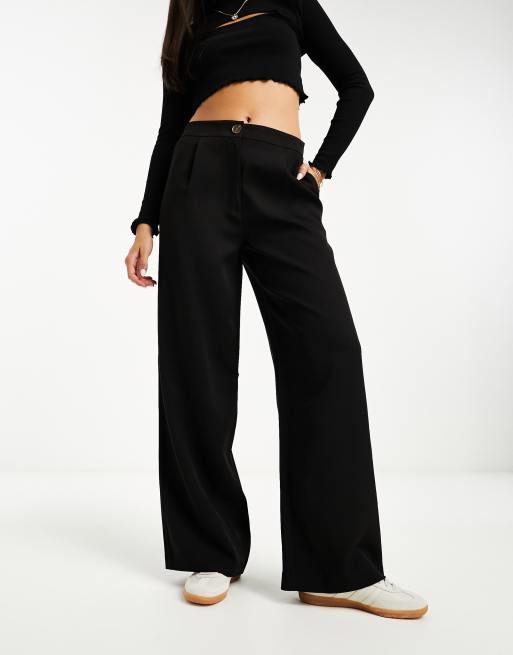 Asos black wide leg trousers sale