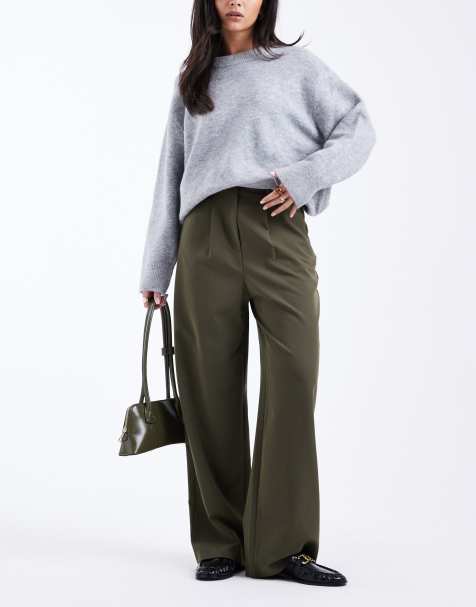 Miss Selfridge tailored wide leg trouser in olive - view 1