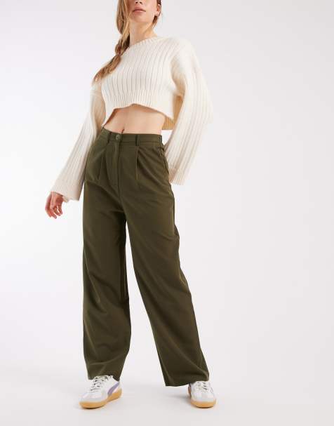 Miss Selfridge tailored wide leg trouser in olive