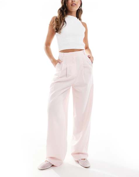 Miss Selfridge tailored wide leg trouser in pink - view 1