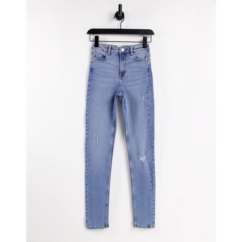 Donna Jeans Miss Selfridge Tall - Lizzie - Jeans skinny a vita alta blu lavaggio medio autentico con strappi