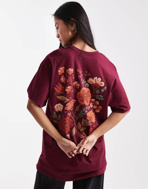 Miss Selfridge tapestry floral t-shirt in plum - view 1