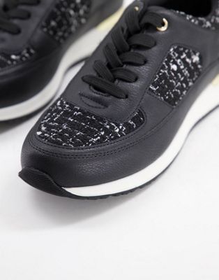 Chaussures Miss Selfridge - Tara - Baskets texturées à lacets - Noir