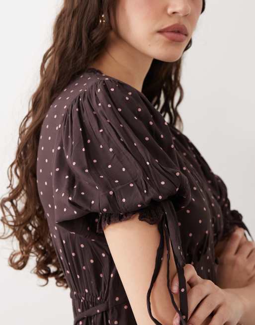 Miss Selfridge - Tea-kjole i maxilængde med knapper og polkaprikker, 3 af 4