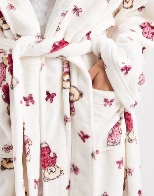 Miss Selfridge teddy bear print dressing gown, 3 of 4