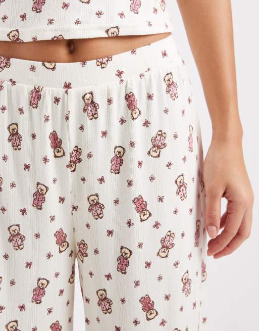 Miss Selfridge teddy bear print mix and match pyjama bottoms, 4 of 4