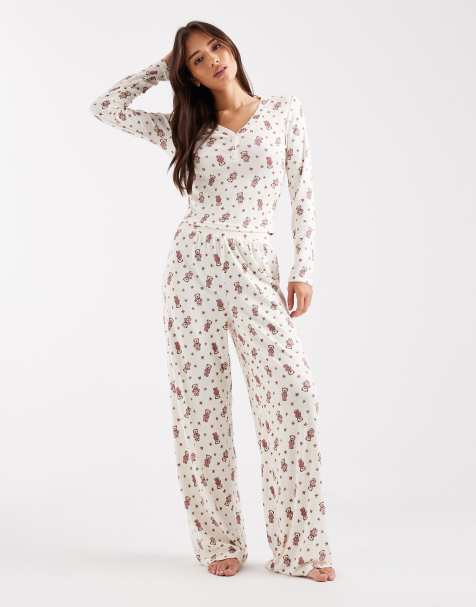 Miss Selfridge teddy bear print mix and match pyjama - view 1