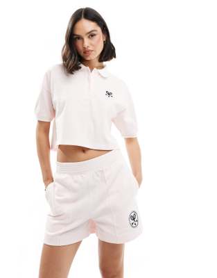 Miss Selfridge - Tennisshorts in Rosa mit Fischgrätmuster, Kombiteil